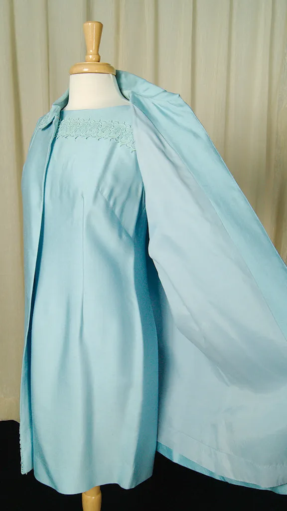 1960s Blue Shift w Coat Dress