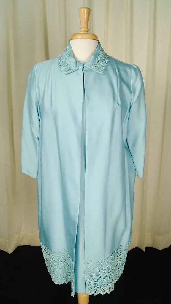 1960s Blue Shift w Coat Dress