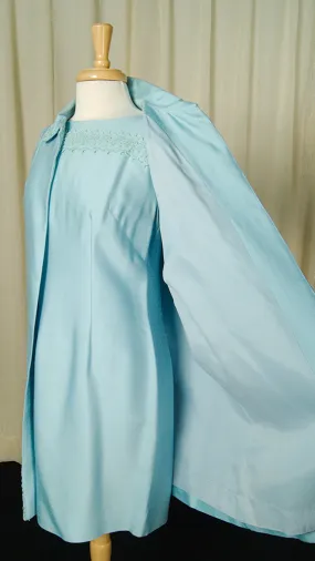 1960s Blue Shift w Coat Dress