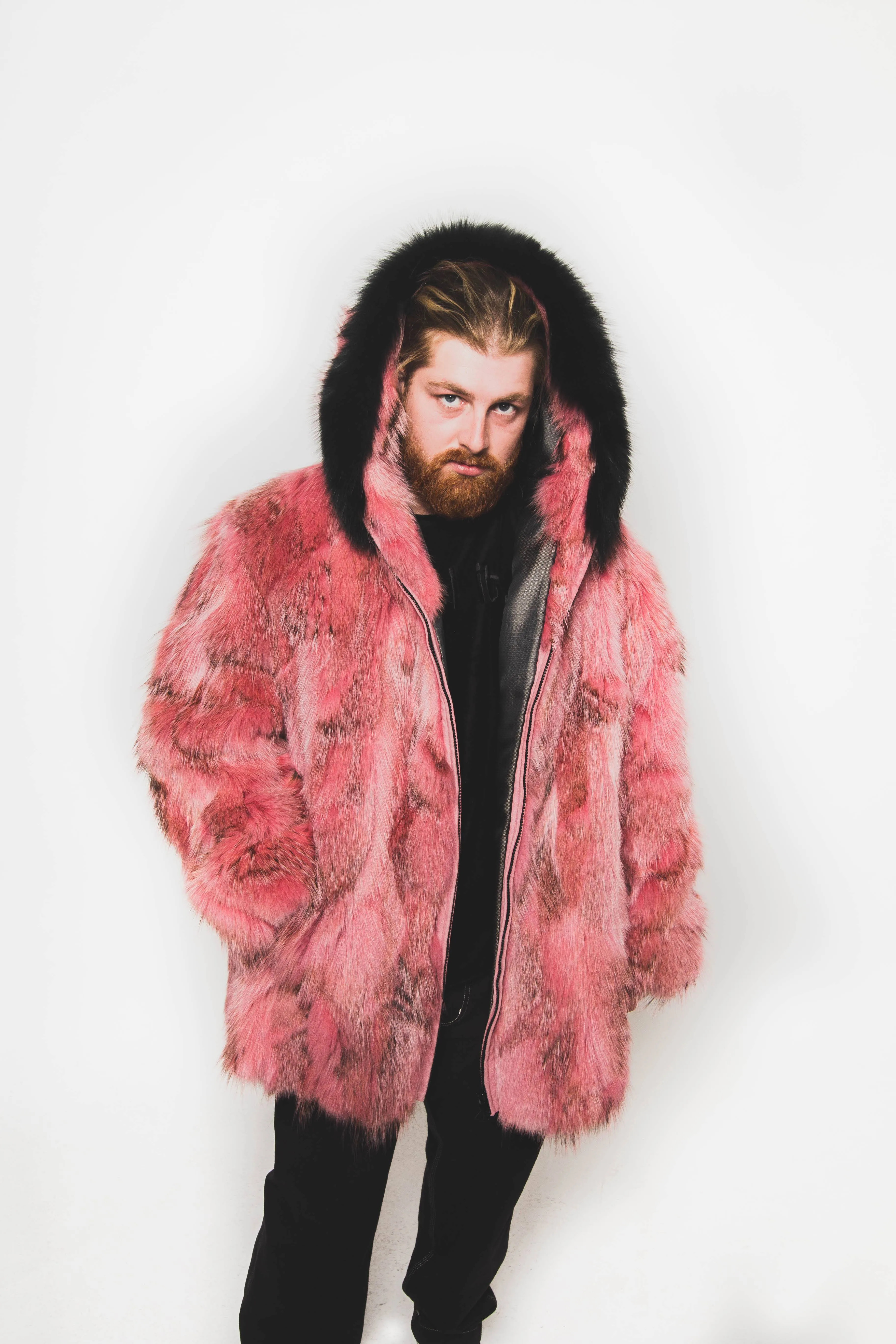 45 | Men's Coyote Jacket With Hood Trim Fox