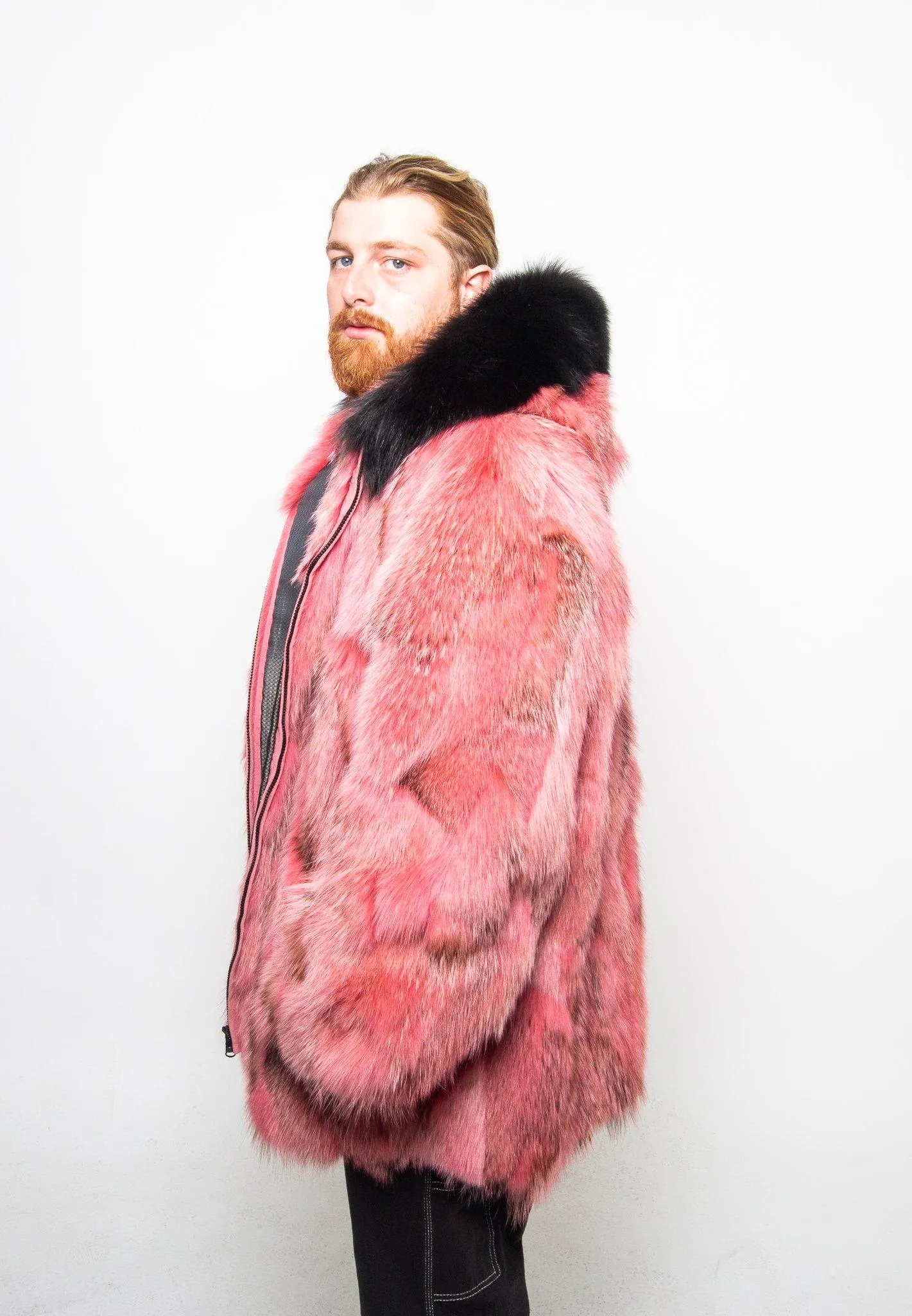 45 | Men's Coyote Jacket With Hood Trim Fox