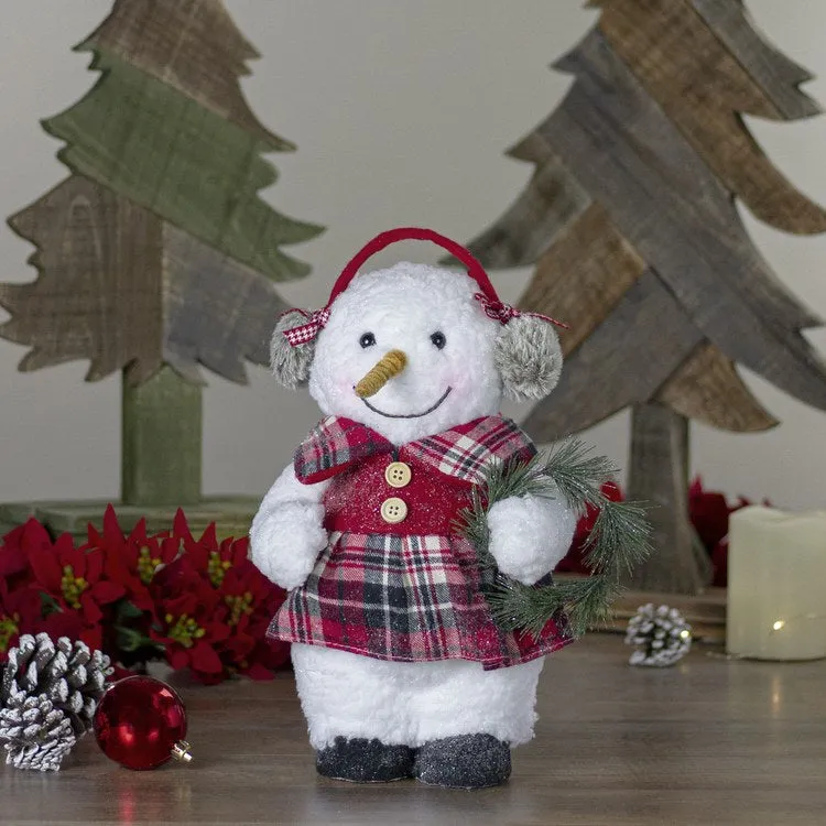 9.5" Plush Girl Snowman with Ear Muffs Christmas Figure