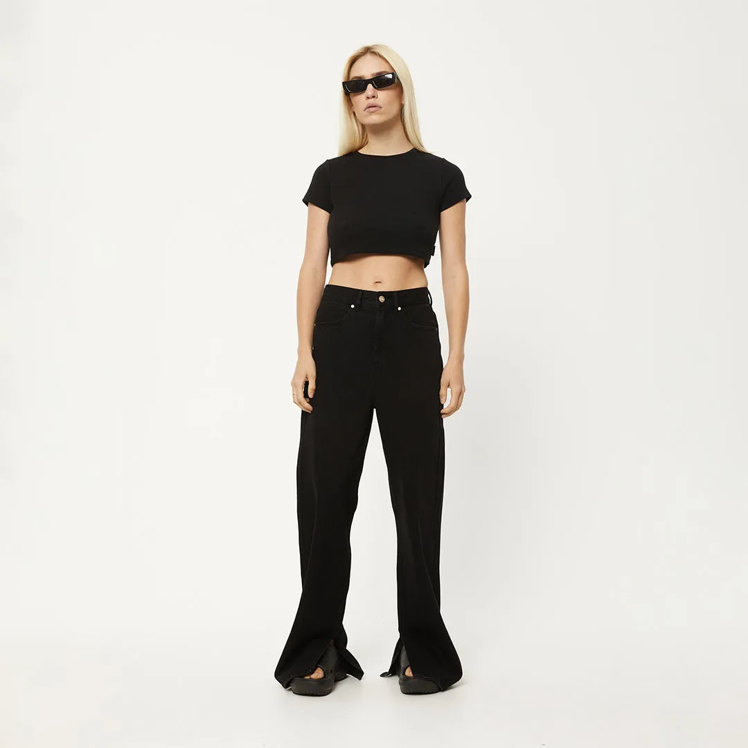 AFENDS Womens Abbie - Ribbed Cropped Tee - Black