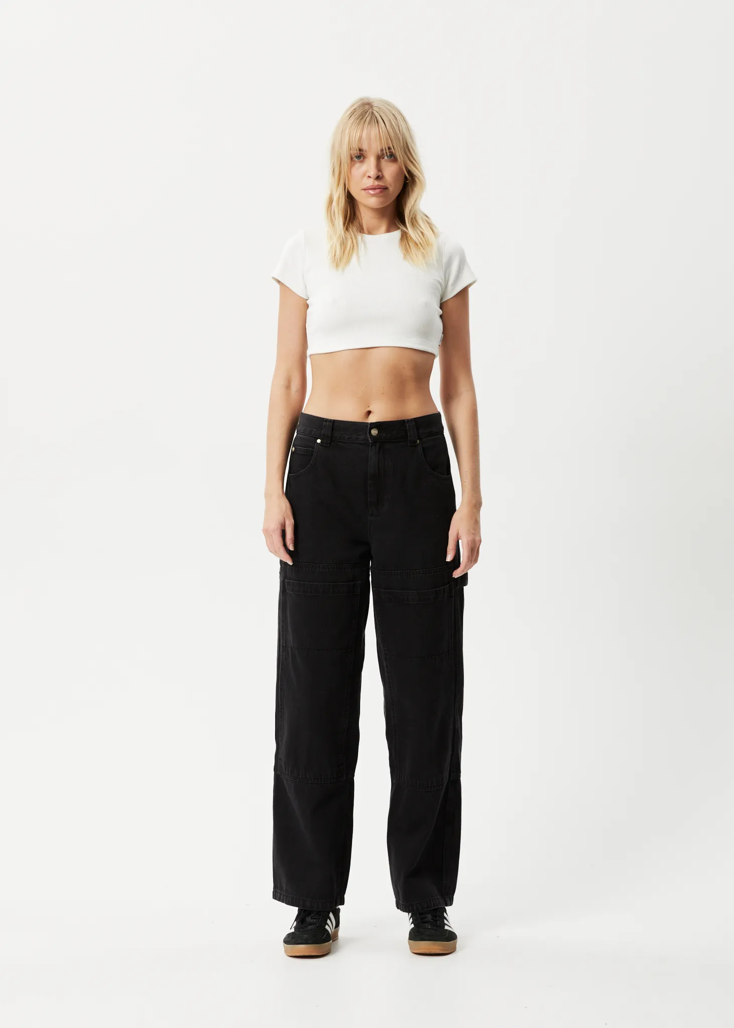 AFENDS Womens Abbie - Ribbed Cropped Tee - Off White
