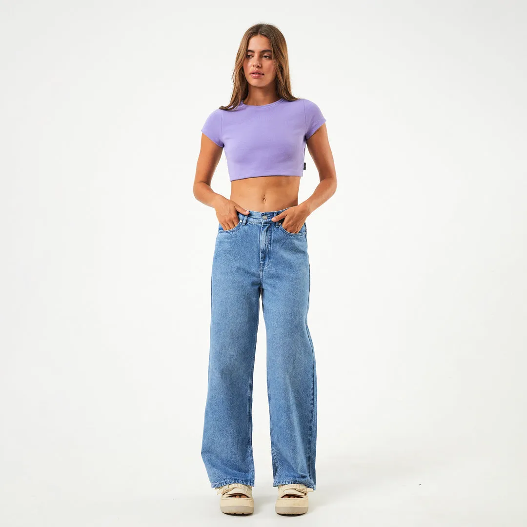 AFENDS Womens Abbie - Ribbed Cropped Tee - Plum