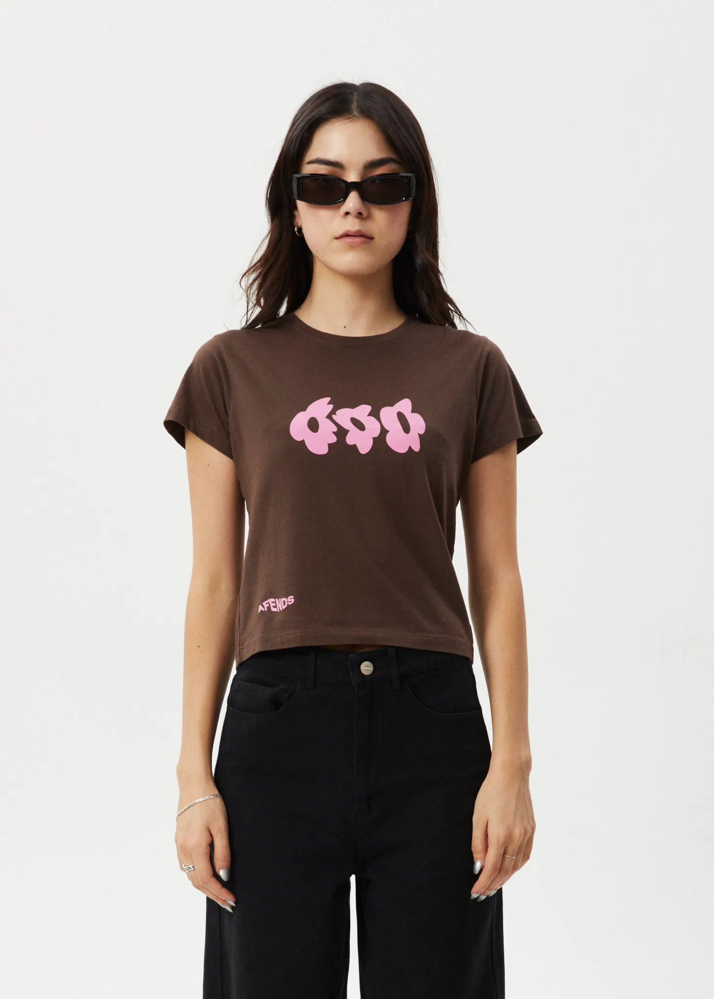 AFENDS Womens Alohaz - Baby Tee - Coffee Pink