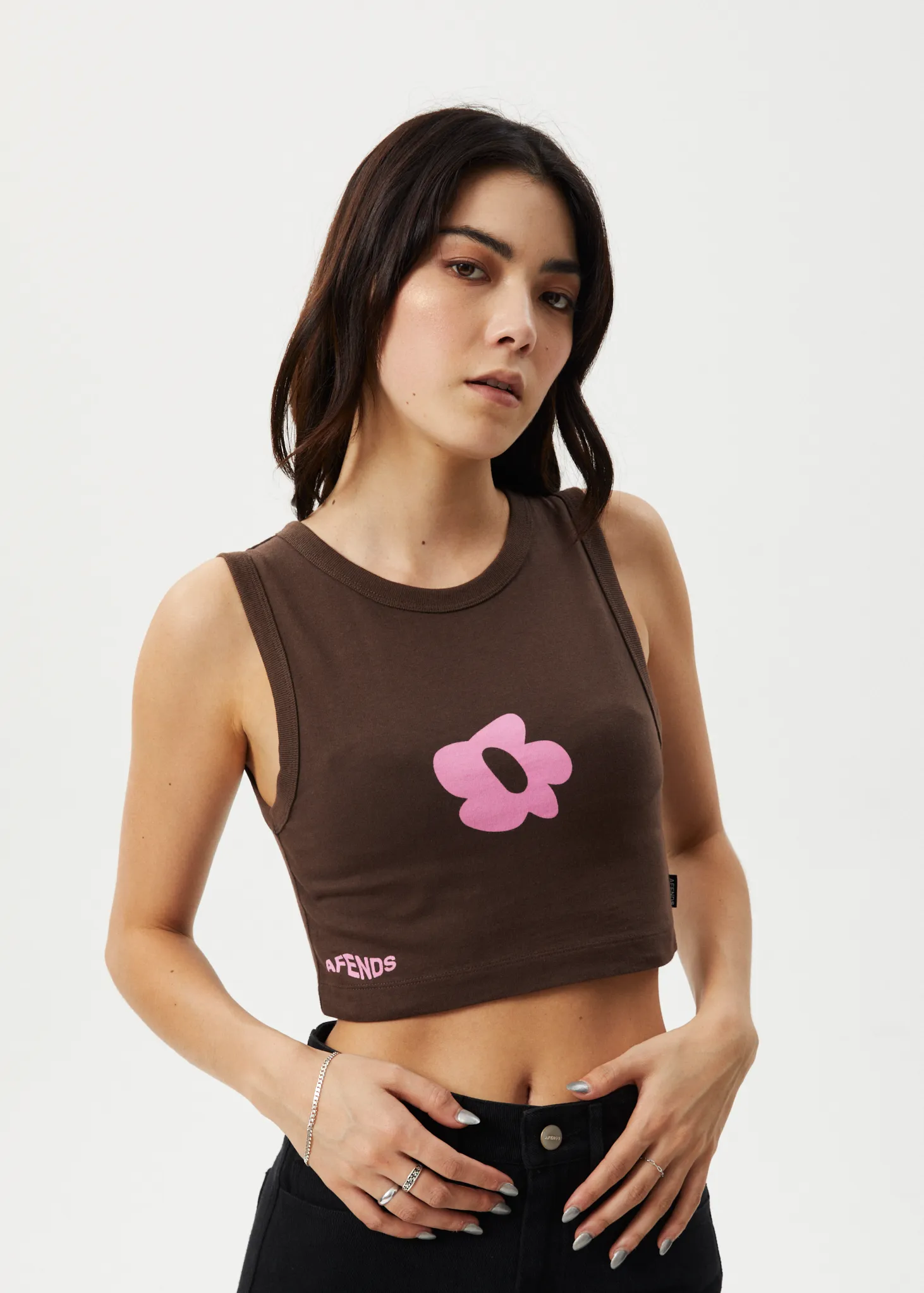 AFENDS Womens Alohaz - Cropped Tank - Coffee Pink