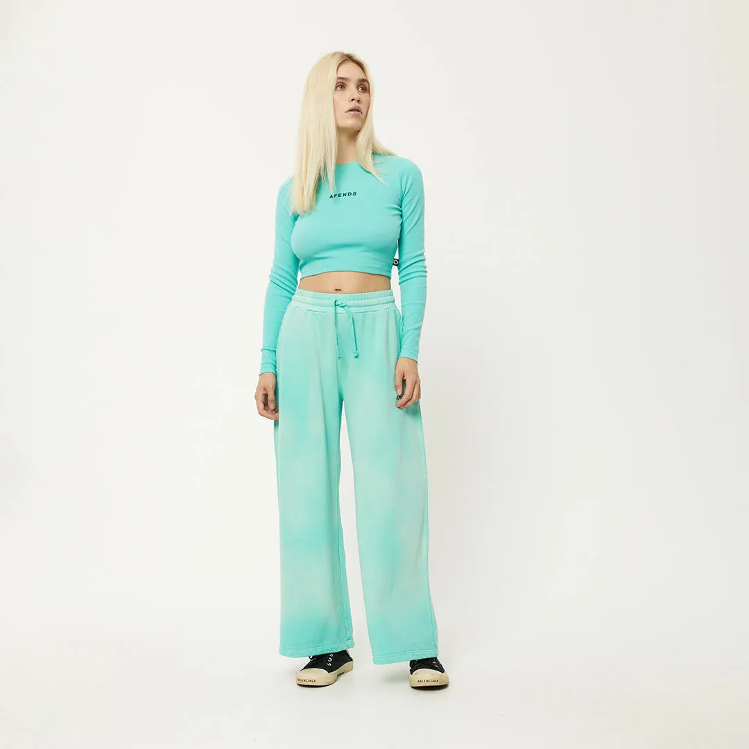 AFENDS Womens Boundless - Ribbed Cropped Long Sleeve Top - Jade