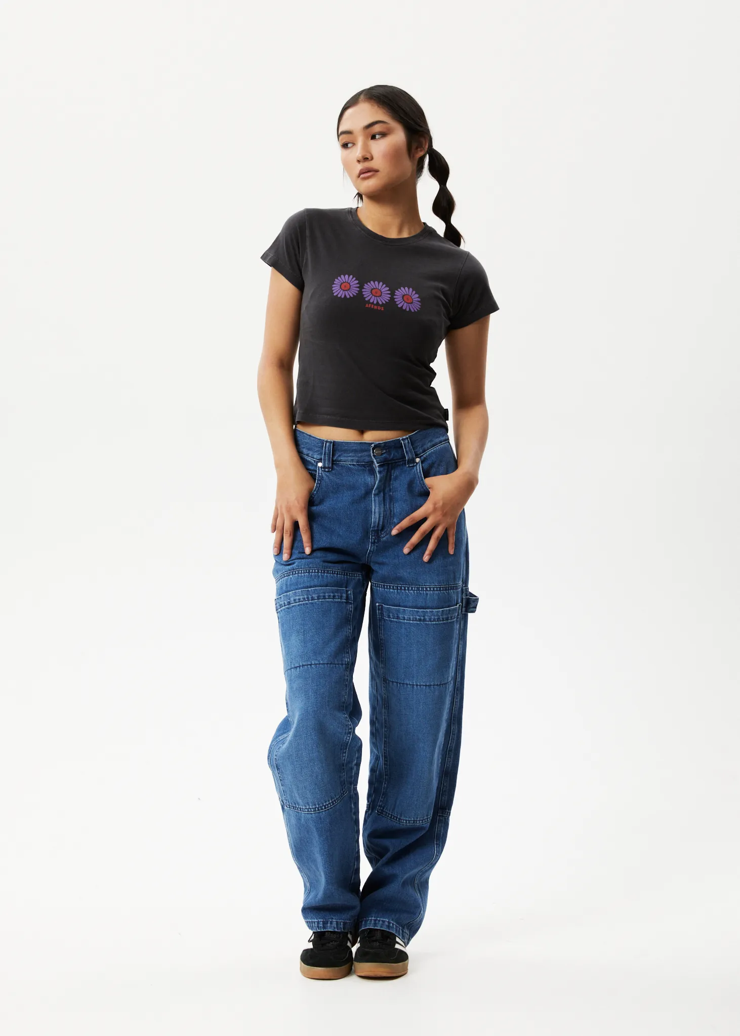 AFENDS Womens Daisy - Baby T-Shirt - Stone Black