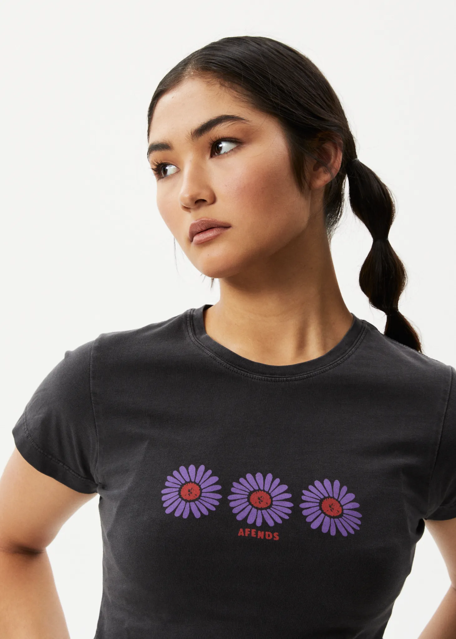 AFENDS Womens Daisy - Baby T-Shirt - Stone Black