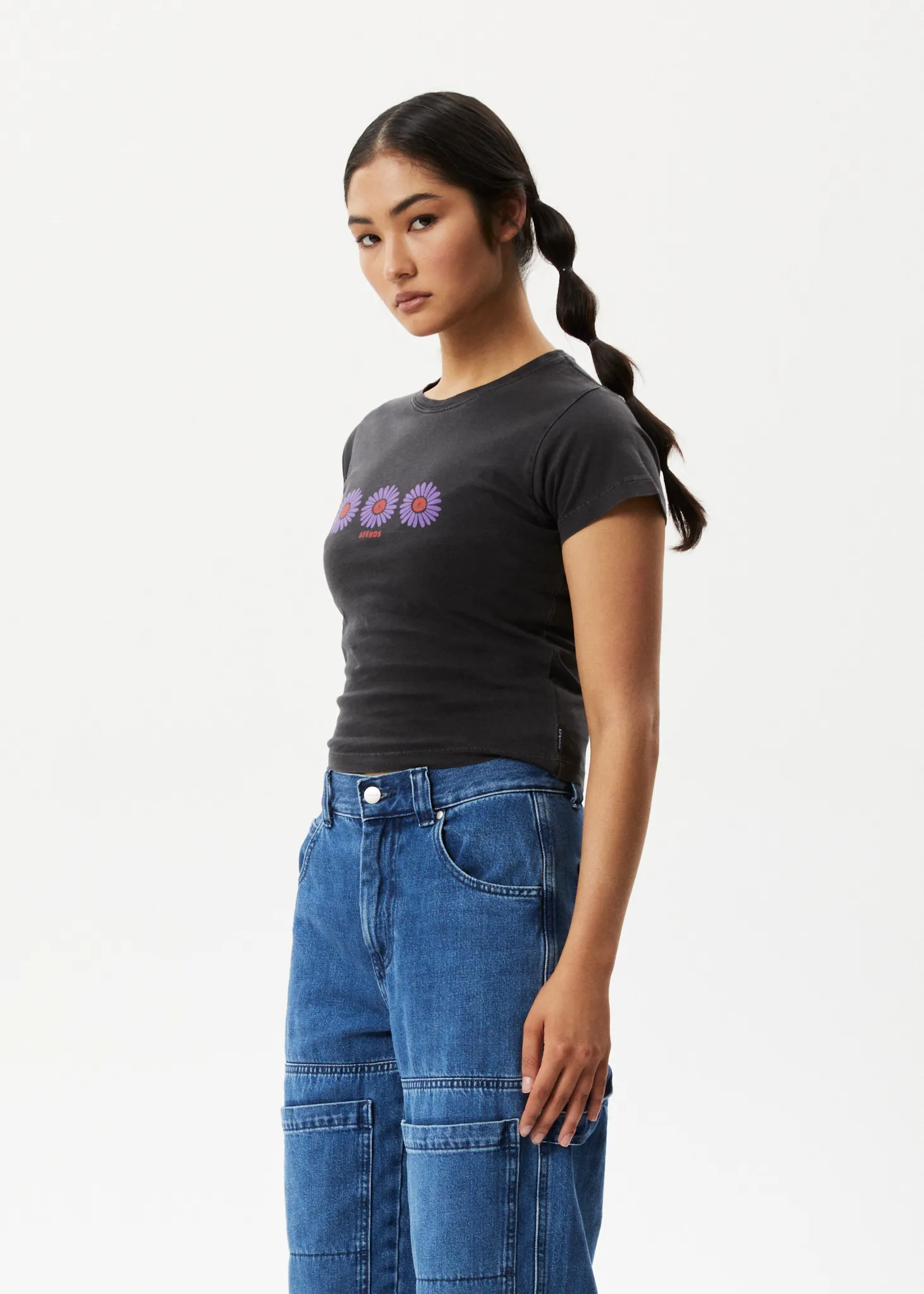 AFENDS Womens Daisy - Baby T-Shirt - Stone Black