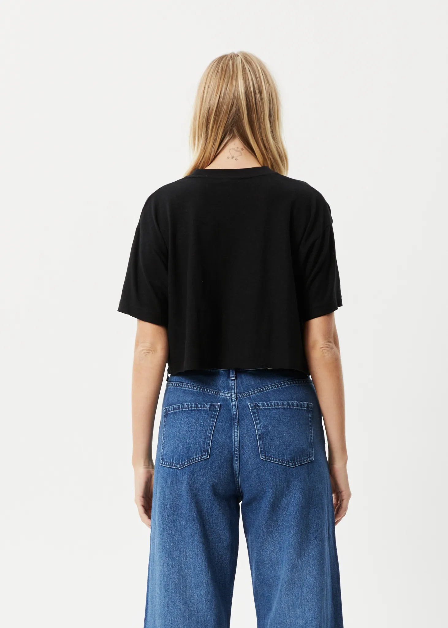 AFENDS Womens Daze Slay Cropped - Oversized Graphic T-Shirt - Black