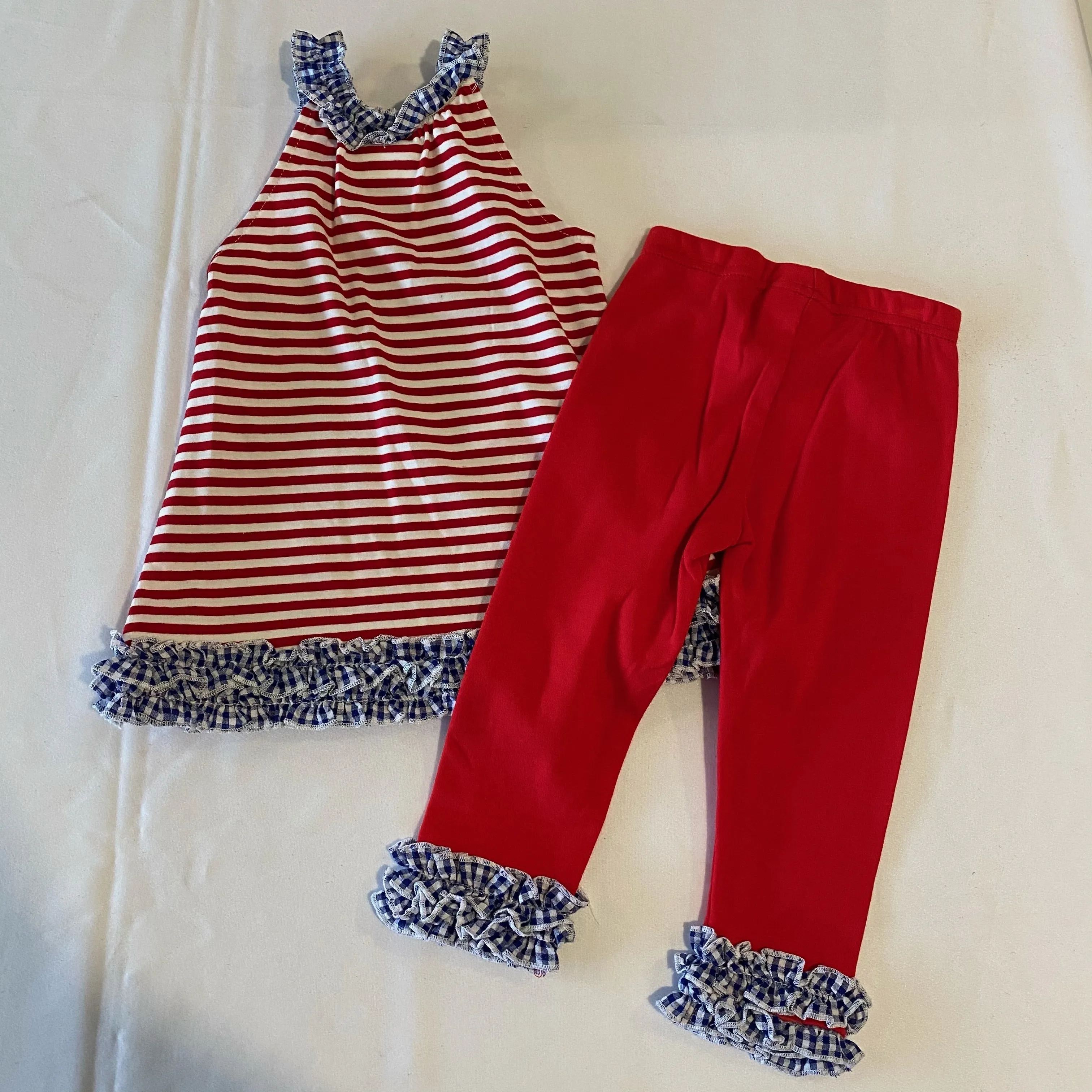 Appliqued Sailboat 2PC Capri Set | Three Sisters