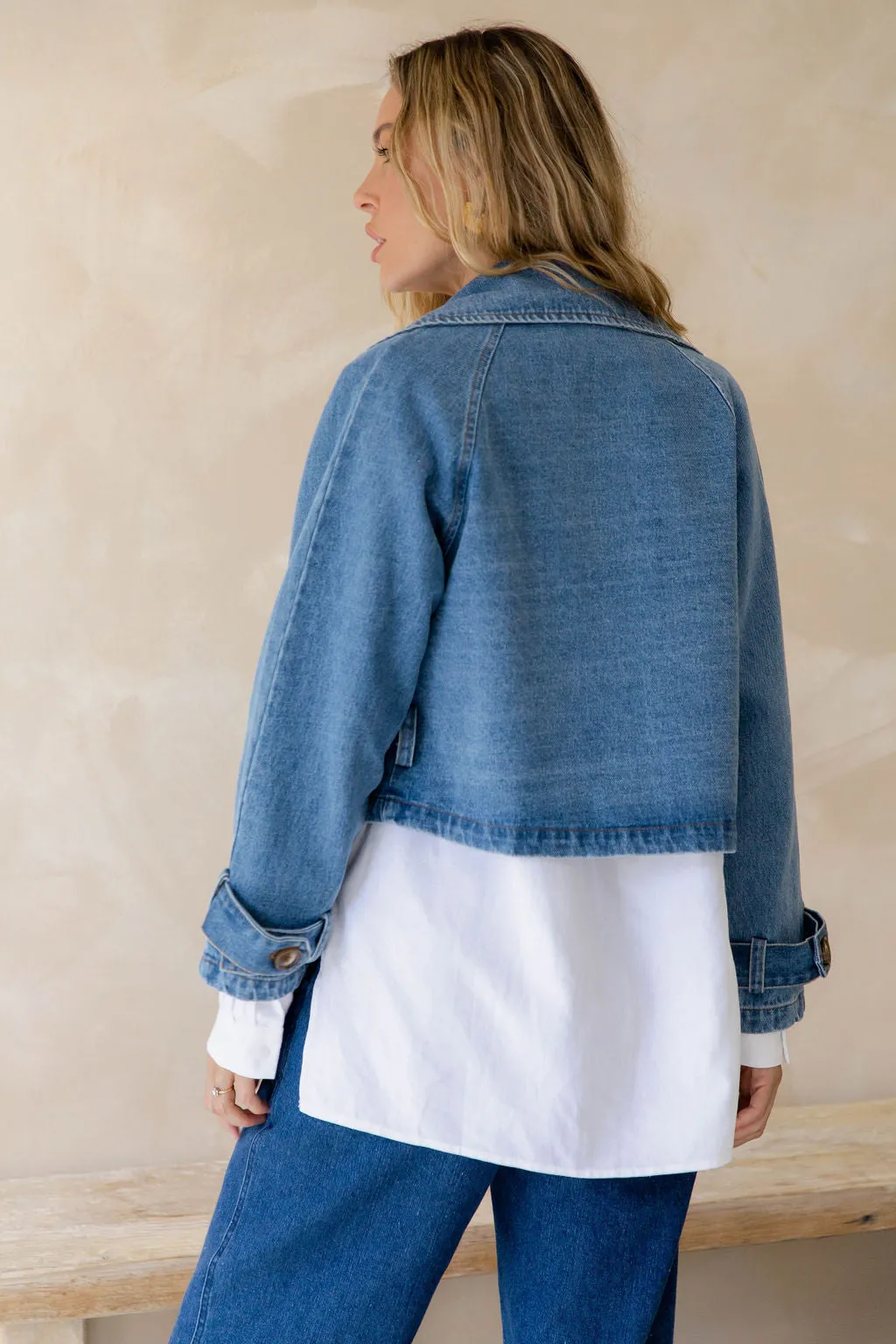 Banksy Crop Denim Jacket - Blue