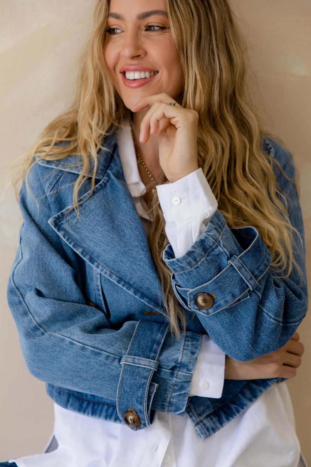 Banksy Crop Denim Jacket - Blue