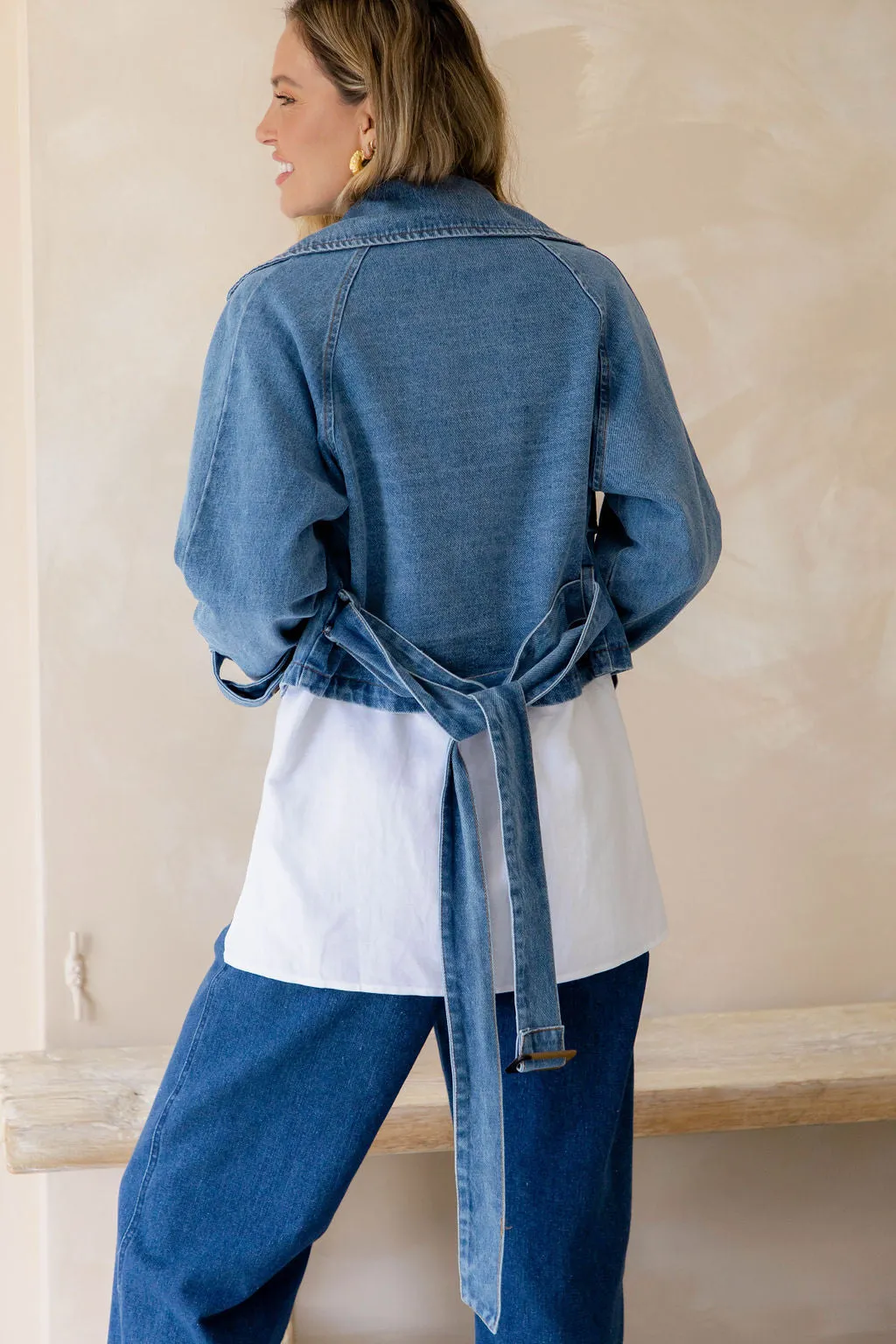 Banksy Crop Denim Jacket - Blue