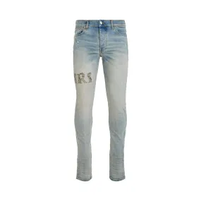 Baroque Logo Jeans in Antique Indigo
