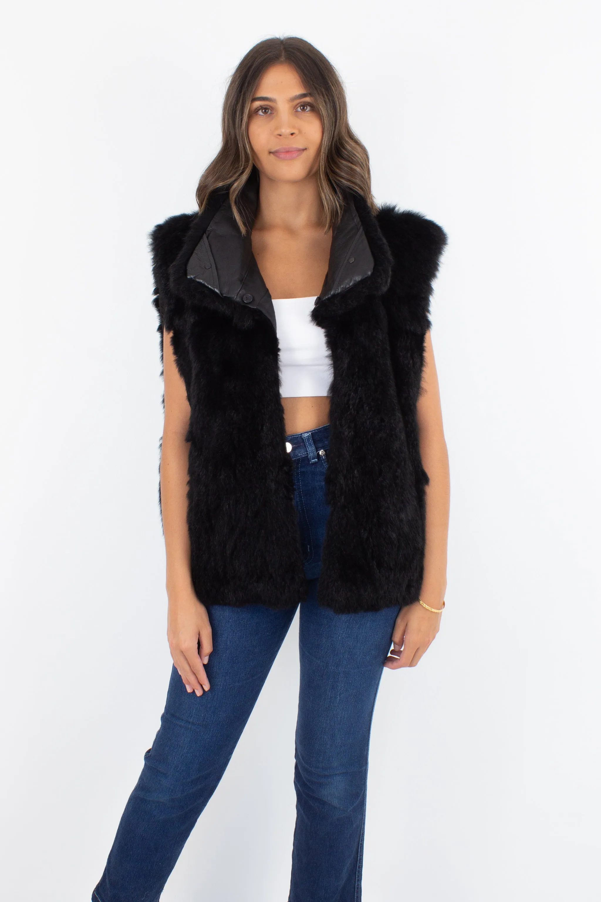 Black Fur Vest - Size S/M/L