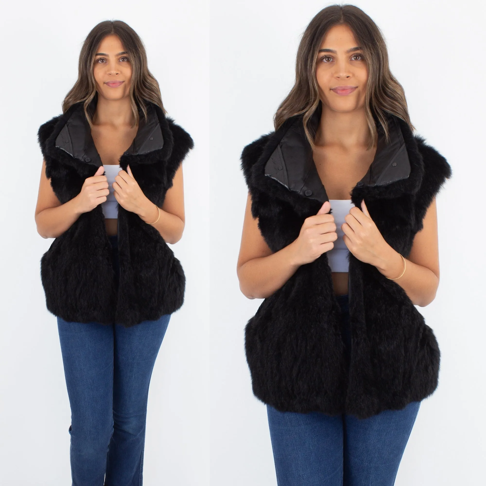 Black Fur Vest - Size S/M/L