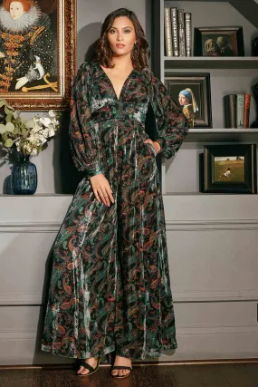 Black Velvet Printed Jumpsuit