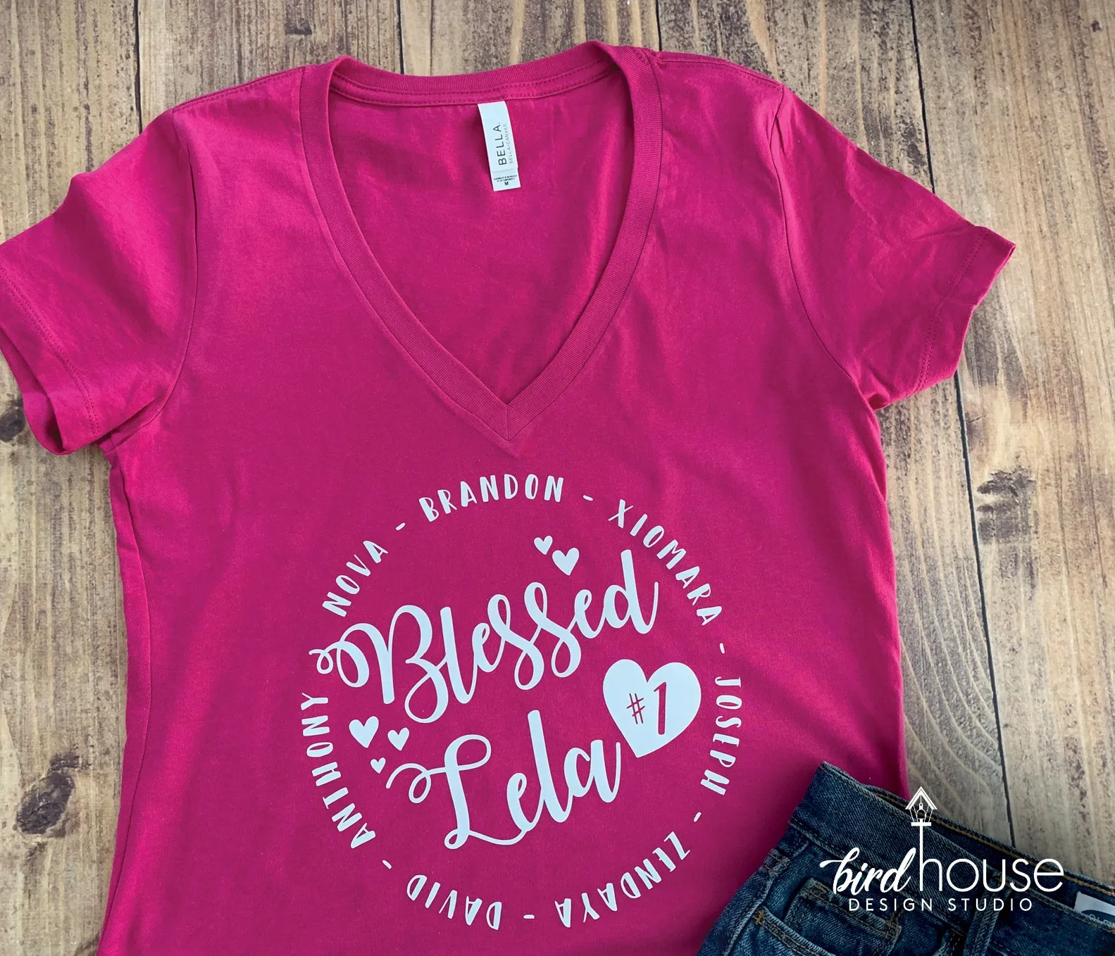 Blessed Abuela Shirt, Cute Personalized Grandma, Mima, Mom, Lela, Any Color