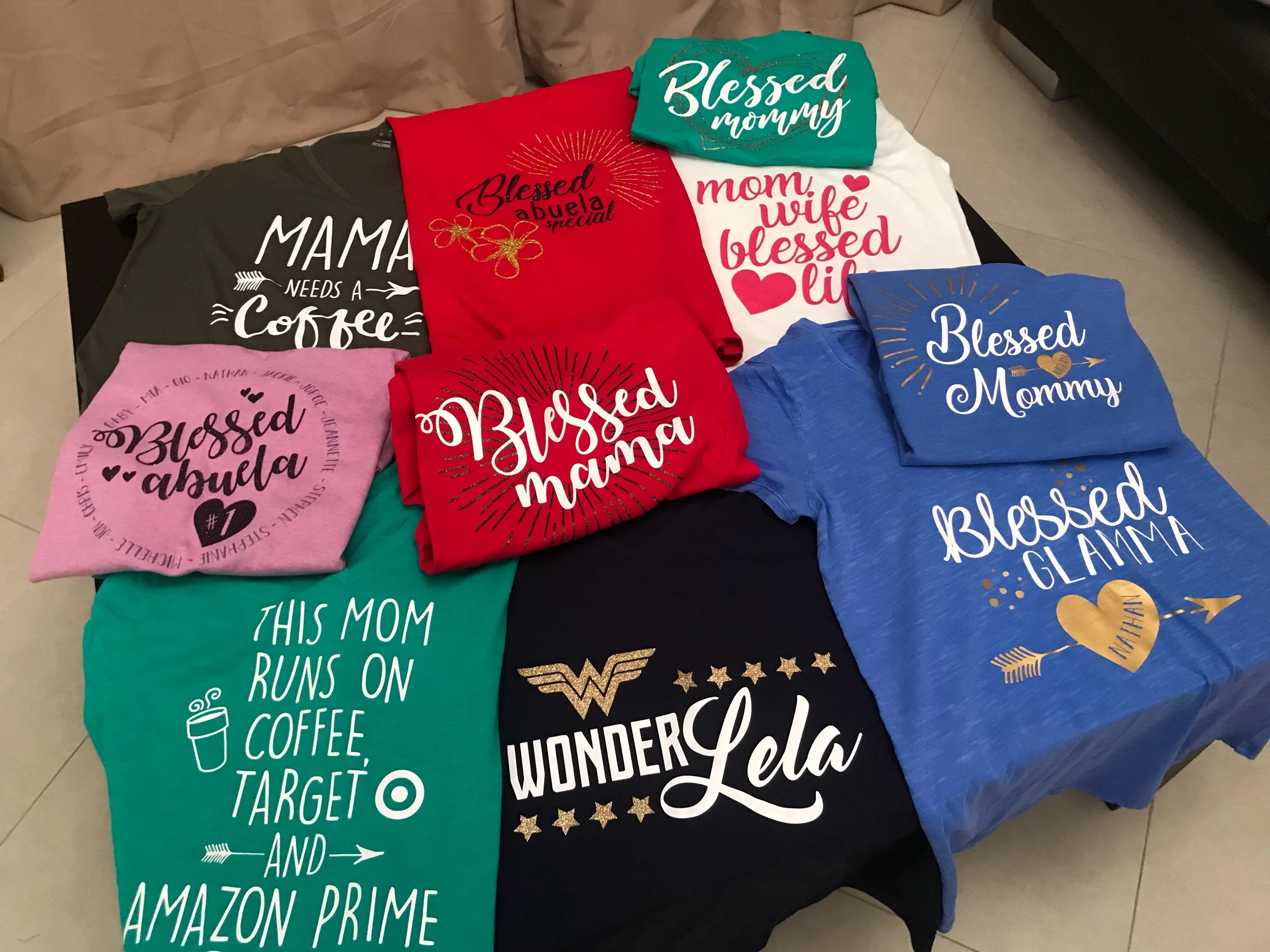 Blessed Abuela Shirt, Cute Personalized Grandma, Mima, Mom, Lela, Any Color