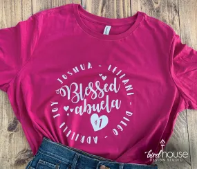 Blessed Abuela Shirt, Cute Personalized Grandma, Mima, Mom, Lela, Any Color