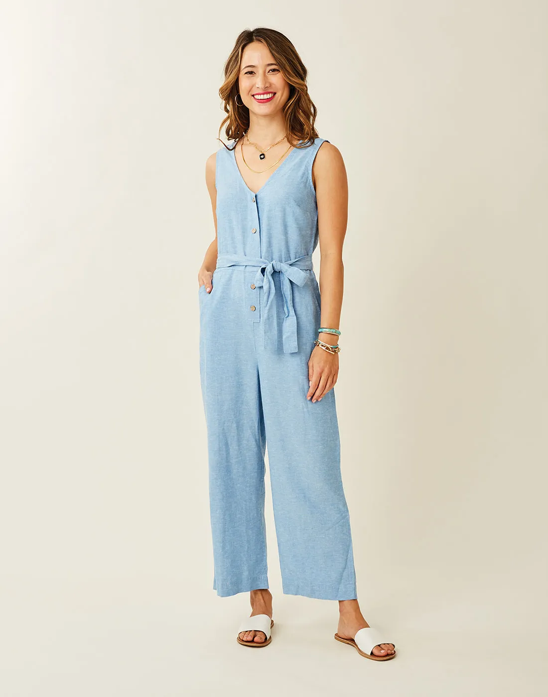 Bonfire Jumpsuit: Lt. Royal Chambray - FINAL SALE