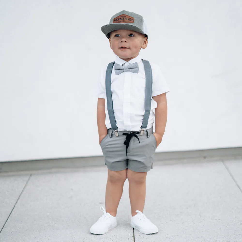 Born to Love Boy's White Button Down Short Sleeve Shirt