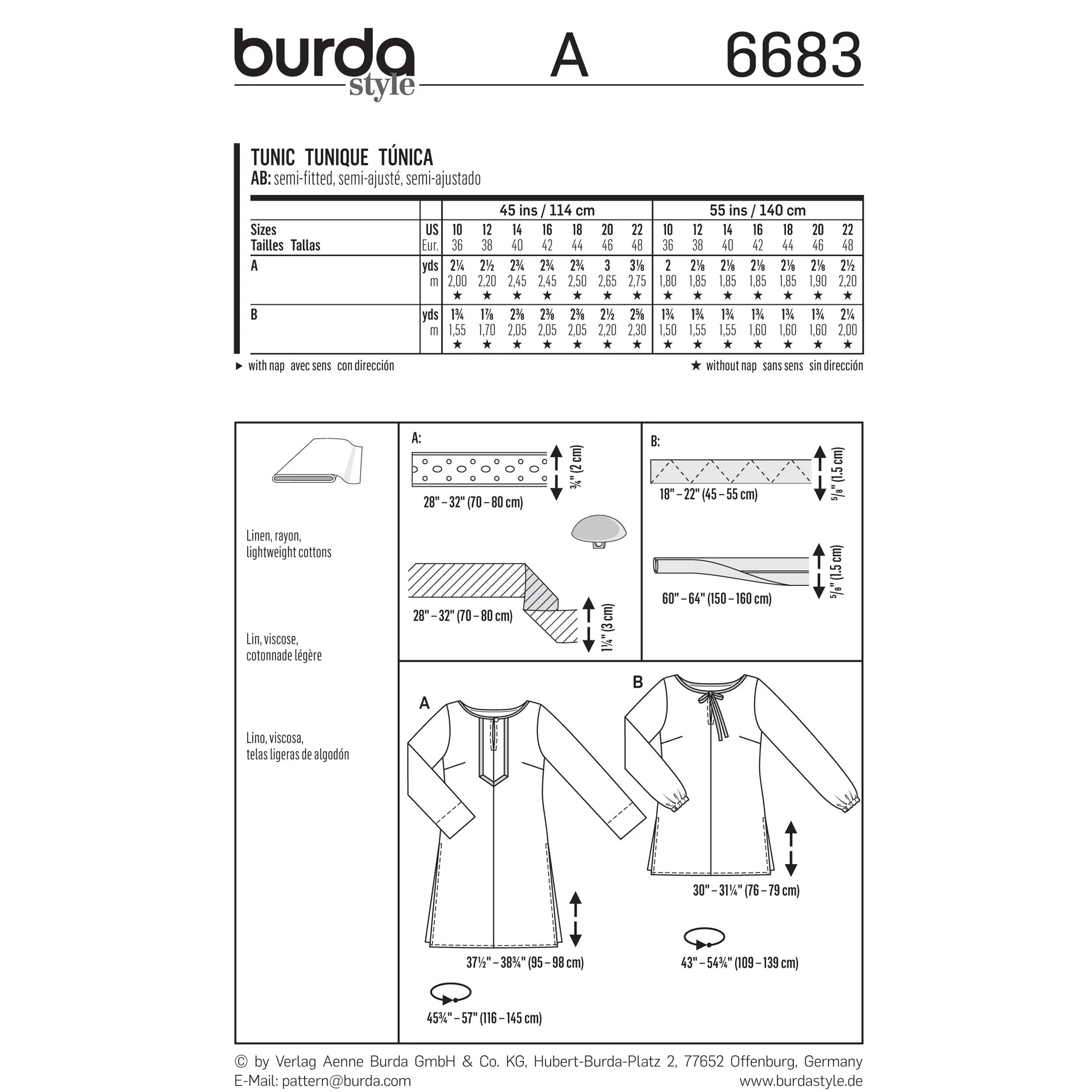 BURDA - 6683 Ladies Tunic