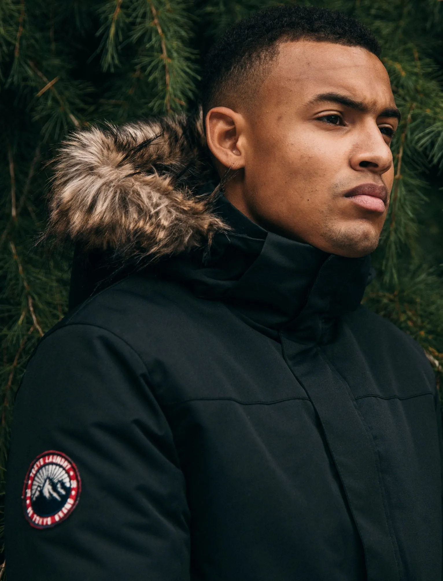 Cameron Parka Coat with Fur Trim Hood in Black - Tokyo Laundry
