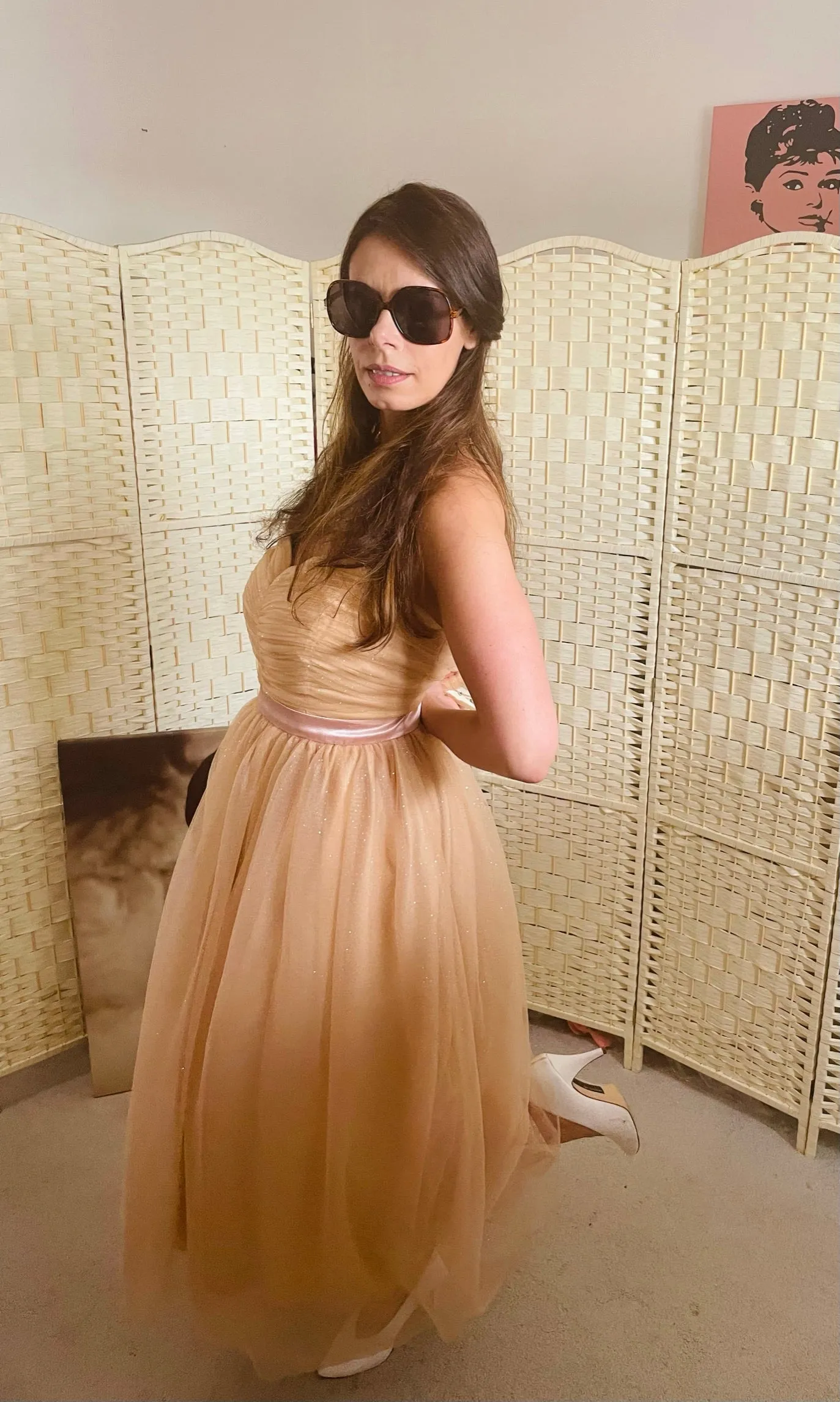 Cream Tulle Prom Dress