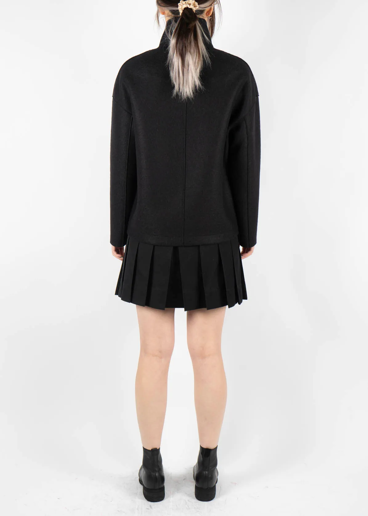 Cropped Funnel Neck Jacket Black