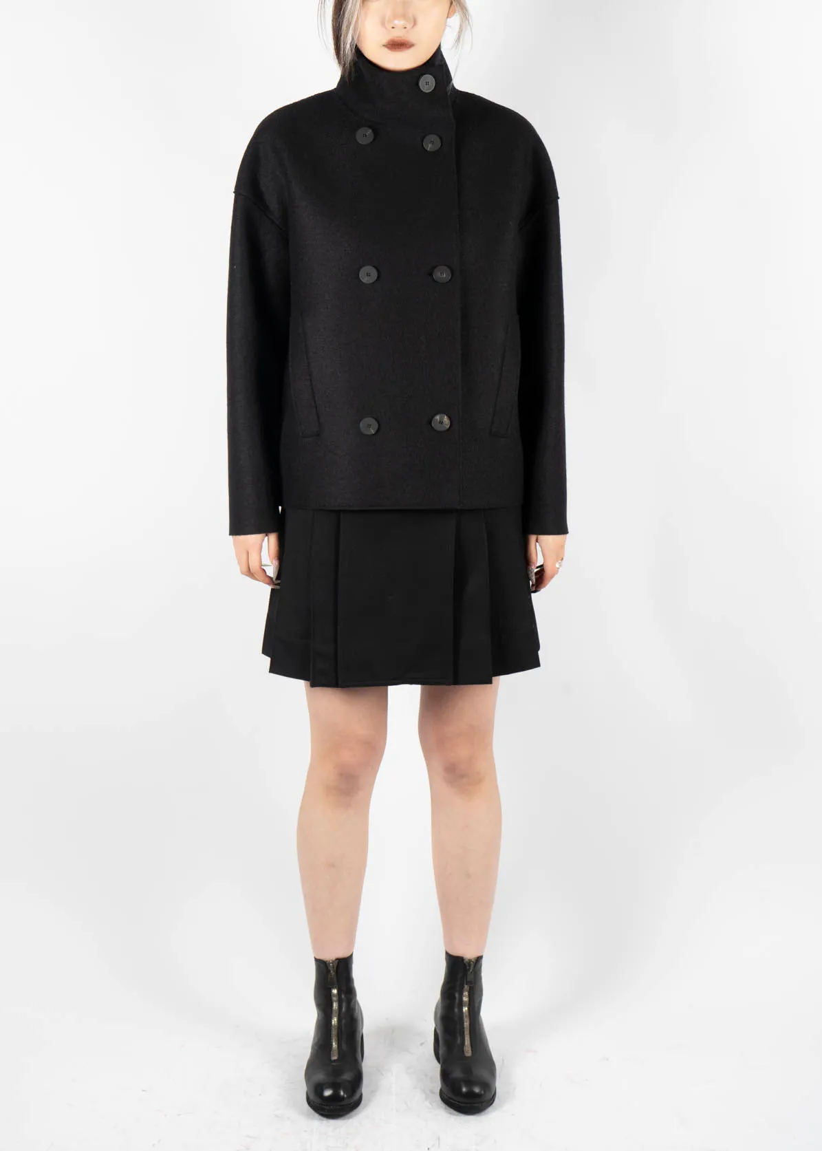 Cropped Funnel Neck Jacket Black