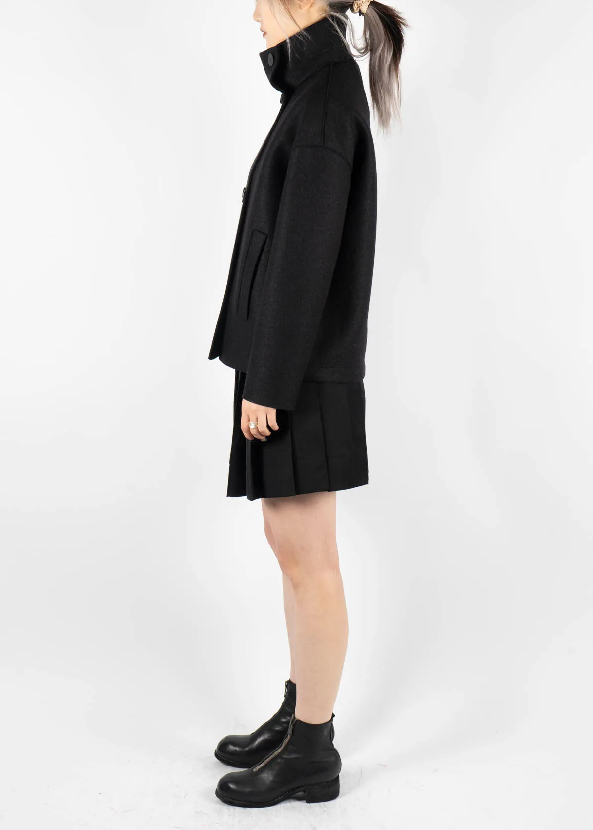 Cropped Funnel Neck Jacket Black