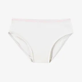 Culotte bikini crème en jersey pointelle, enfant || Cream bikini panties in pointel jersey, child