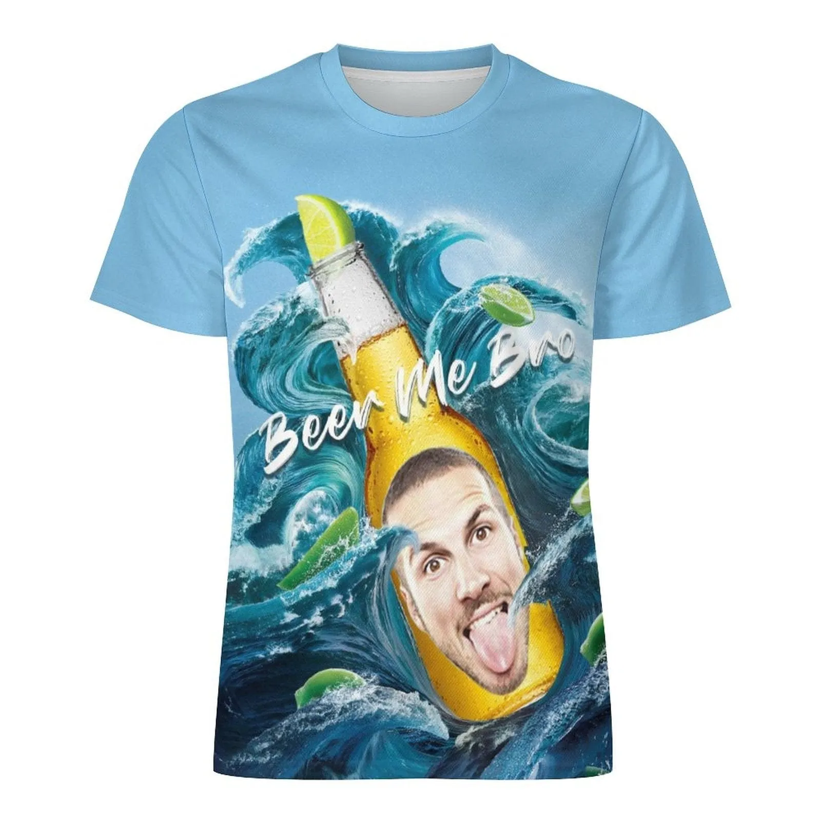 Custom Face Beer Me Bro Vacation Casual T-Shirt Men's Tops