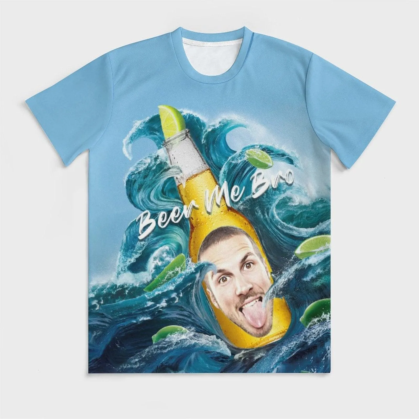 Custom Face Beer Me Bro Vacation Casual T-Shirt Men's Tops