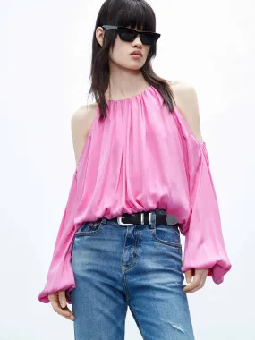 Cut Shoulder Cropped Top