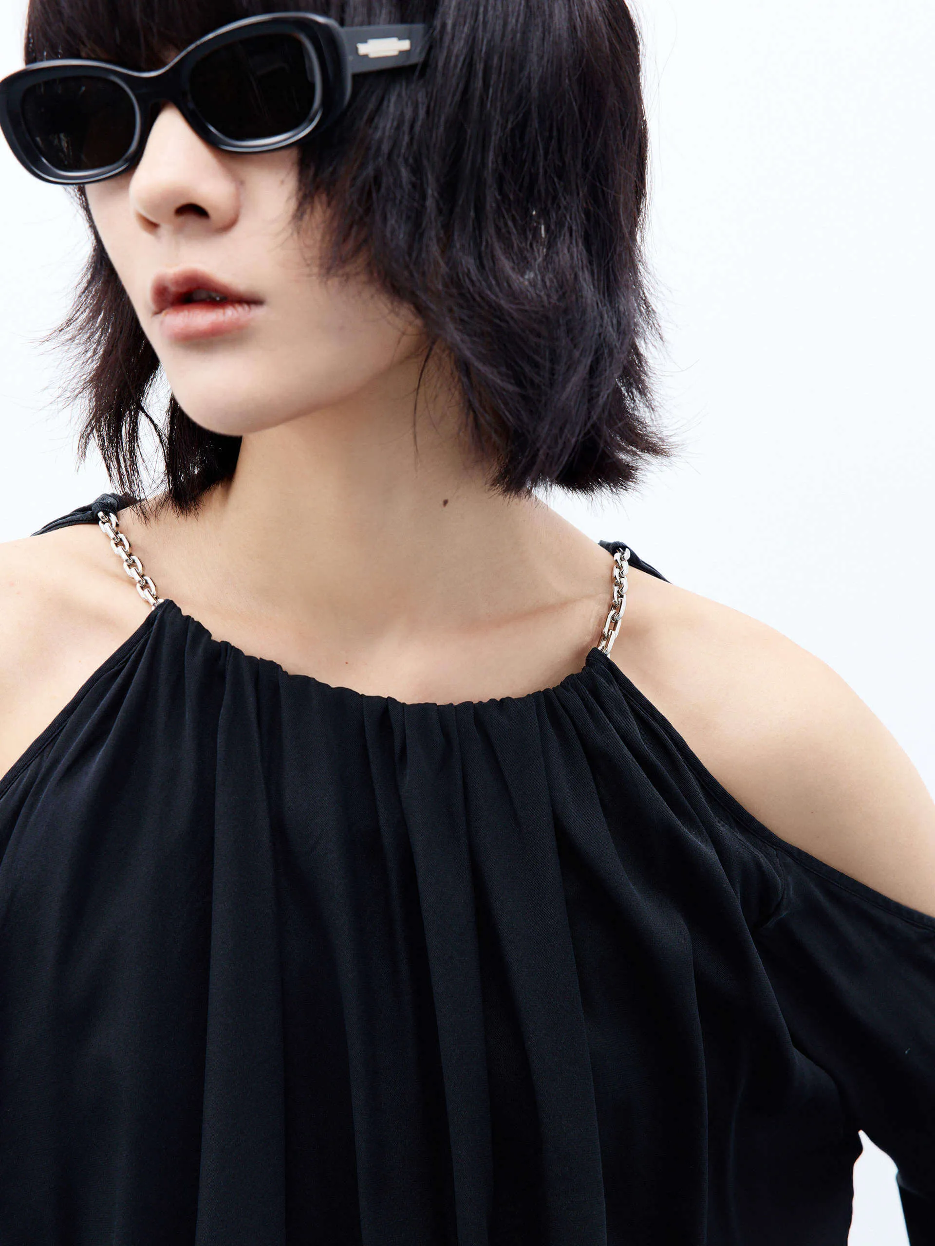Cut Shoulder Cropped Top