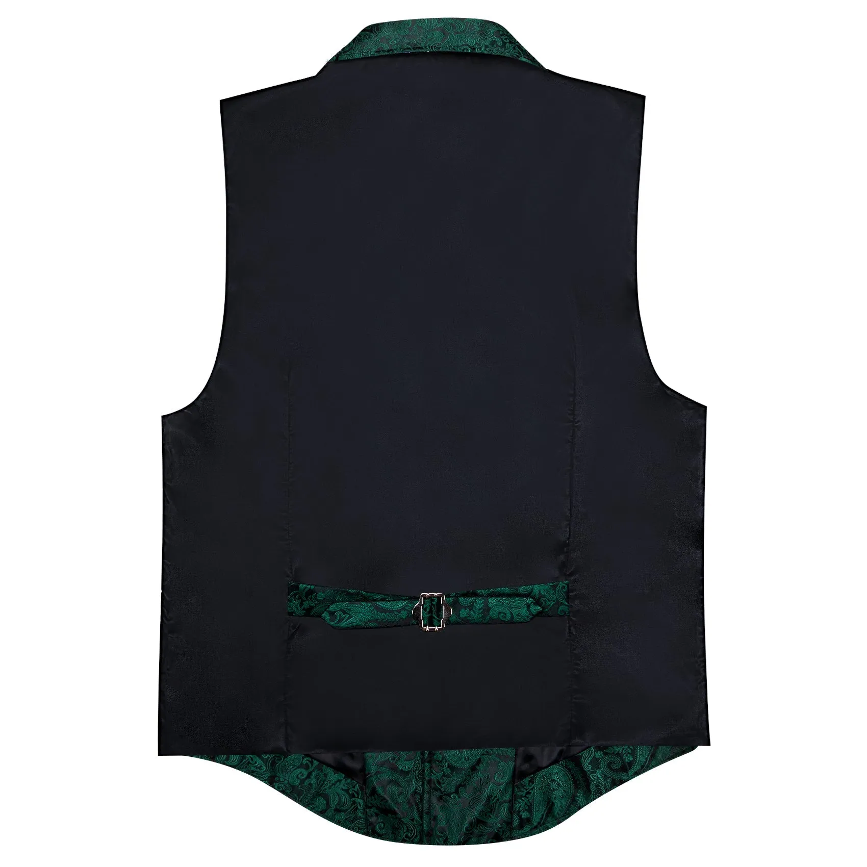 Dark Green Floral Jacquard Men's Collar Suit Vest