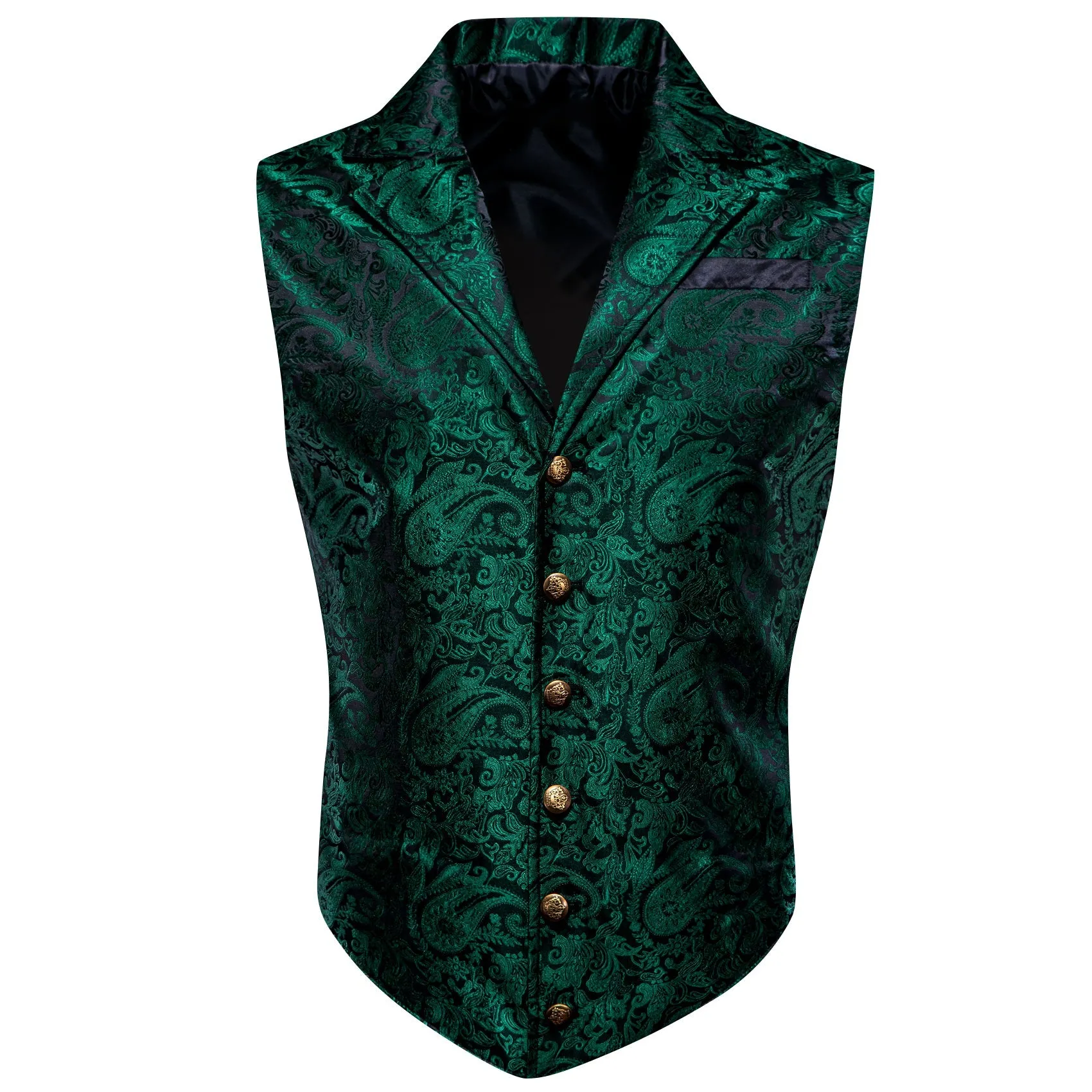 Dark Green Floral Jacquard Men's Collar Suit Vest