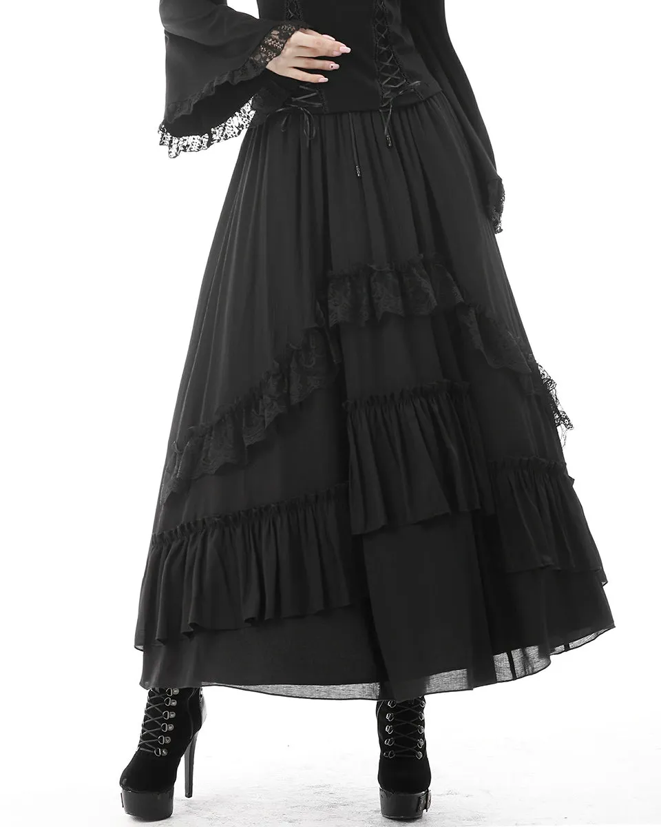 Dark In Love Whispering Moon Layered Gothic Maxi Skirt