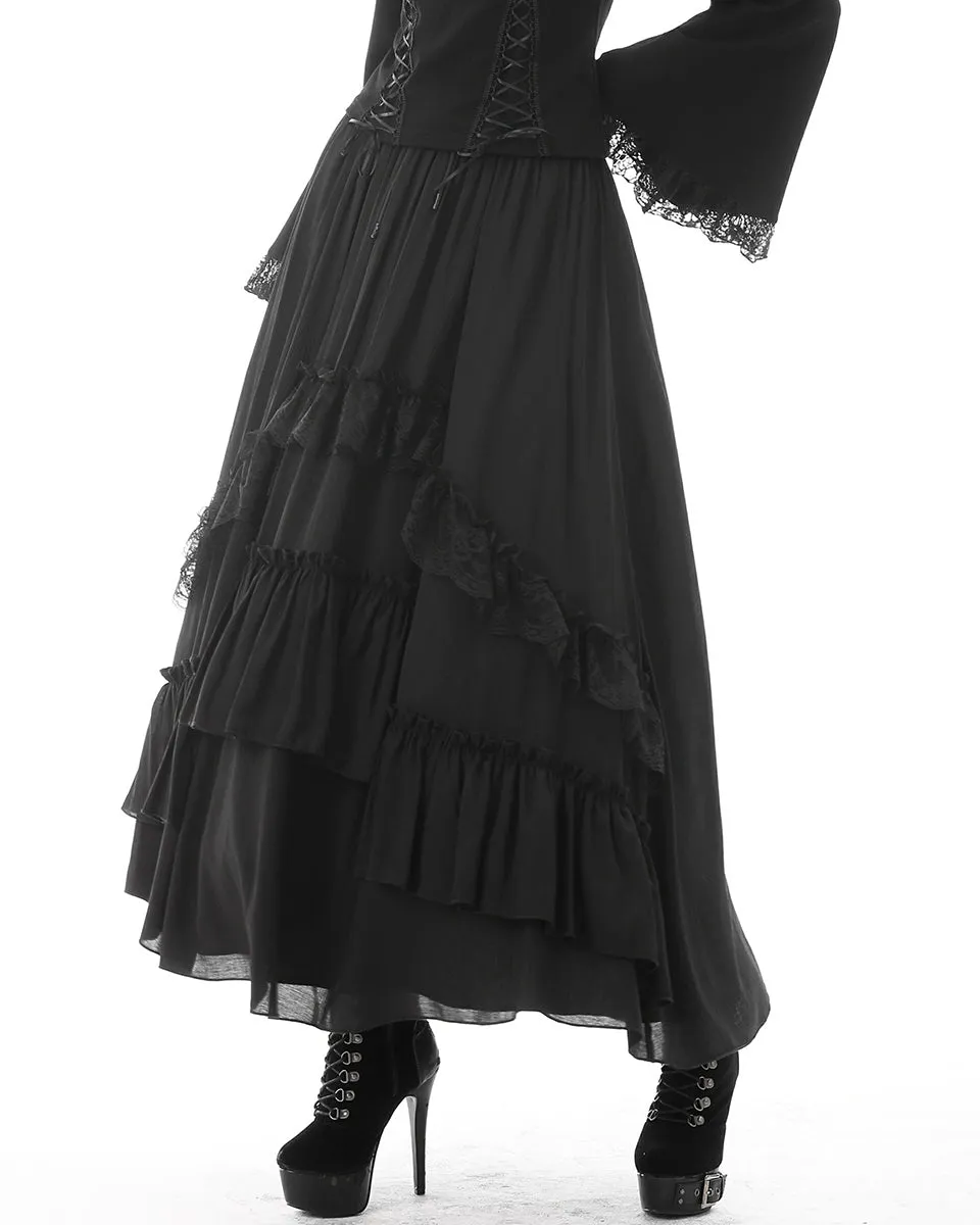 Dark In Love Whispering Moon Layered Gothic Maxi Skirt