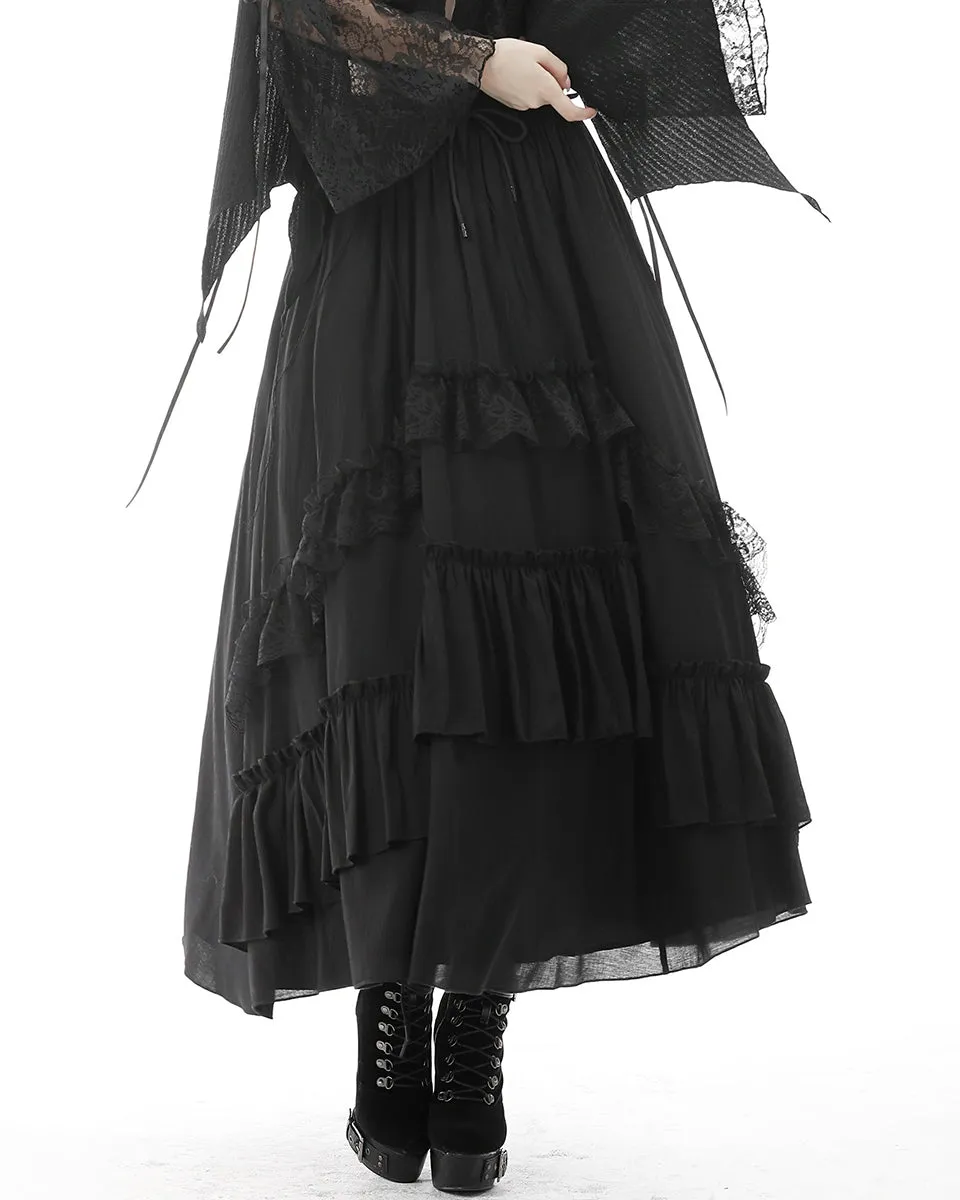 Dark In Love Whispering Moon Layered Gothic Maxi Skirt