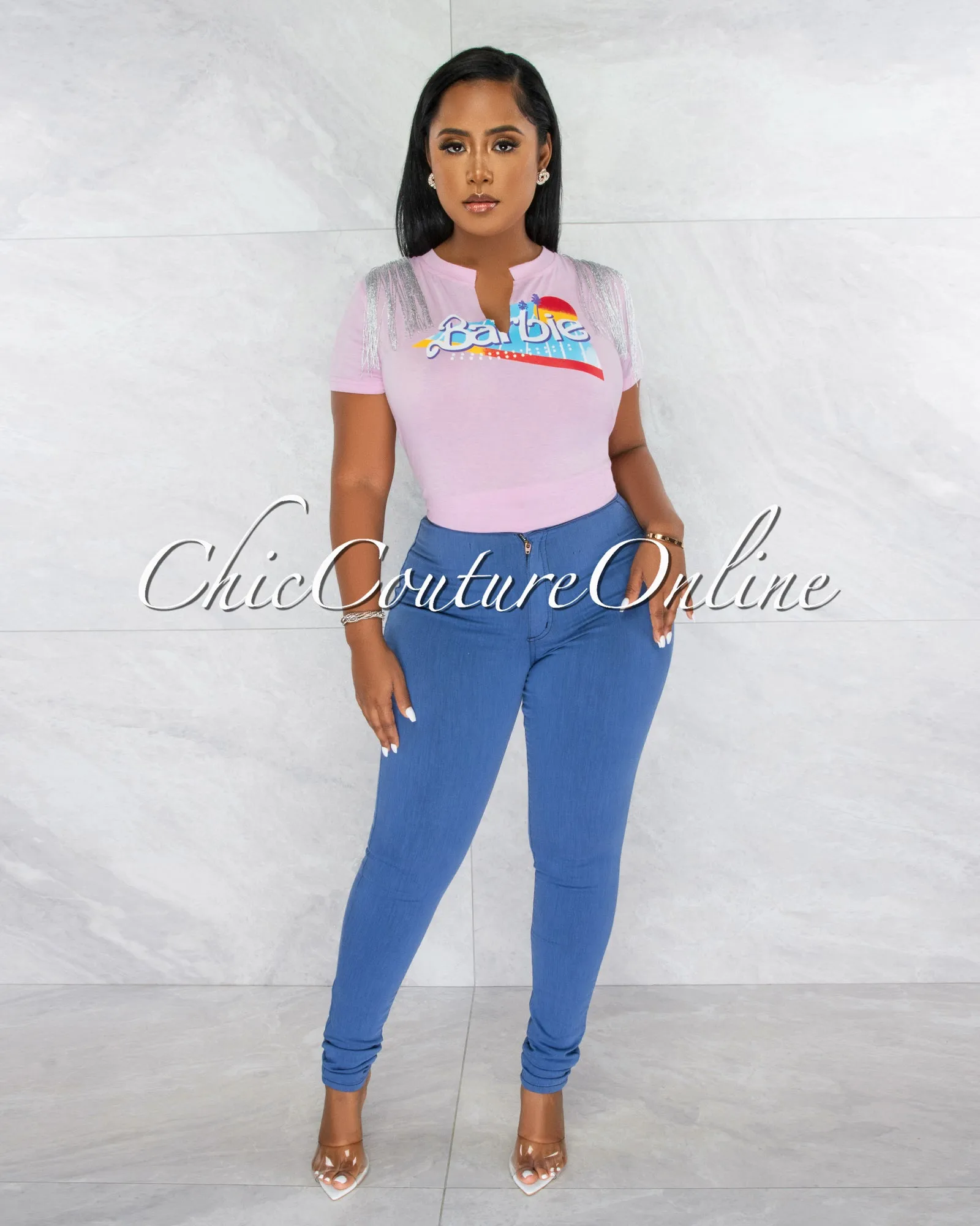 *Donalee Blue High Waist Denim Pants