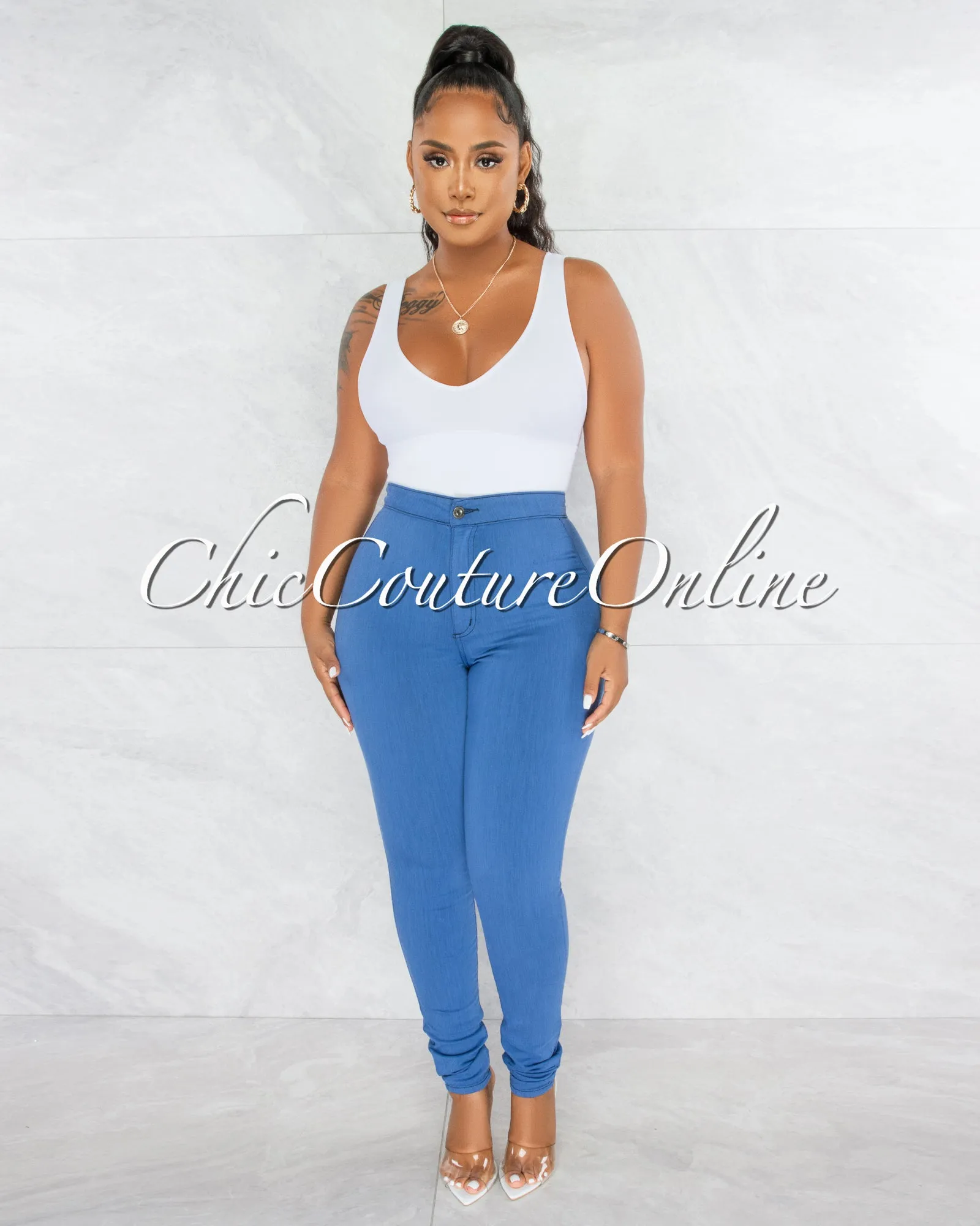 *Donalee Blue High Waist Denim Pants