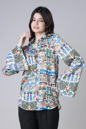 Ethnic Women's Bell Sleeve Comfort Fit Shirt