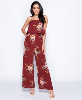 Floral Print Wide Leg Jumpsuit
