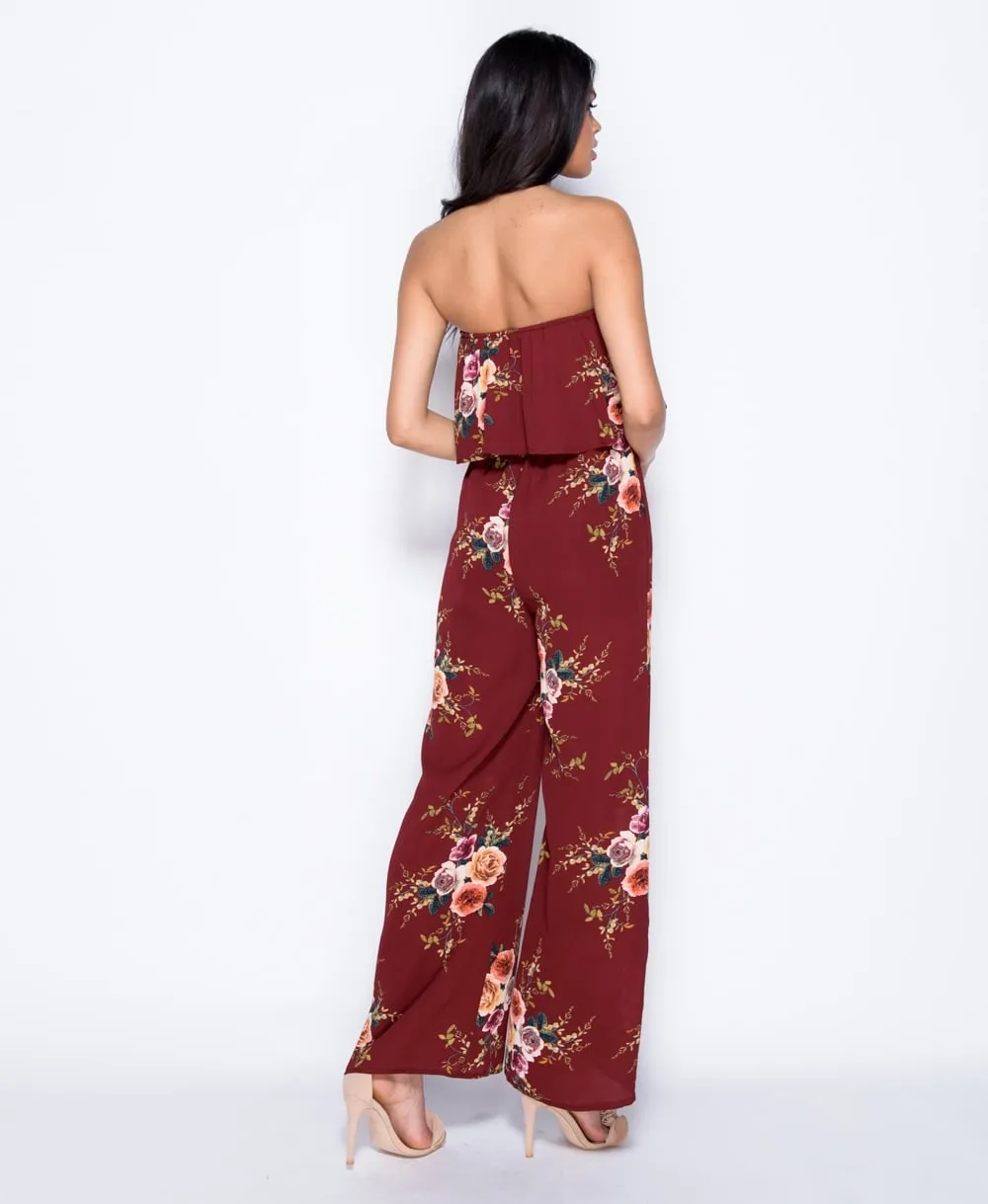 Floral Print Wide Leg Jumpsuit